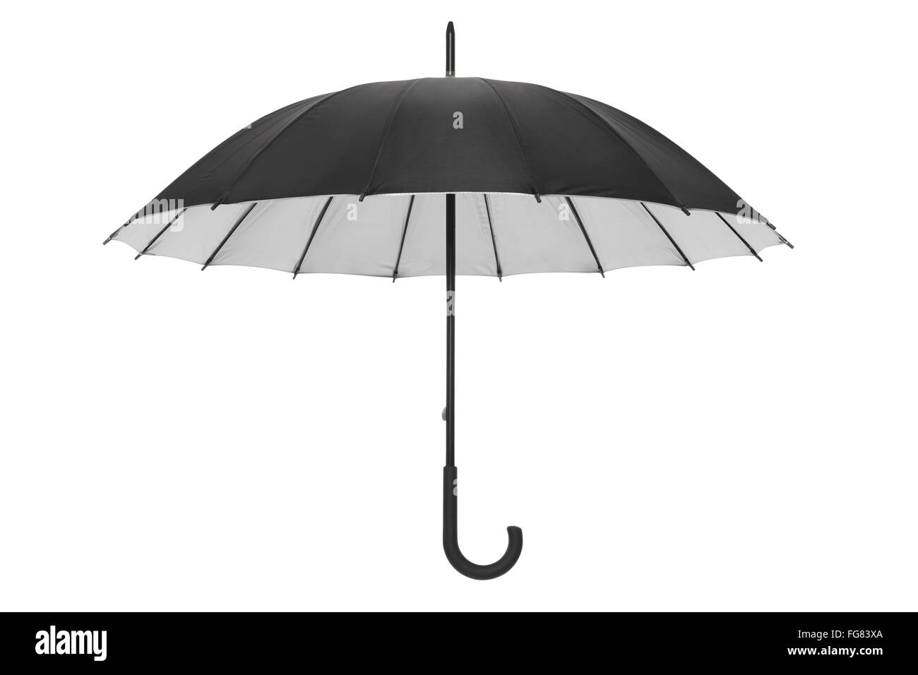 Paraguas abierto aislado en blanco, trazado de recorte Foto de stock