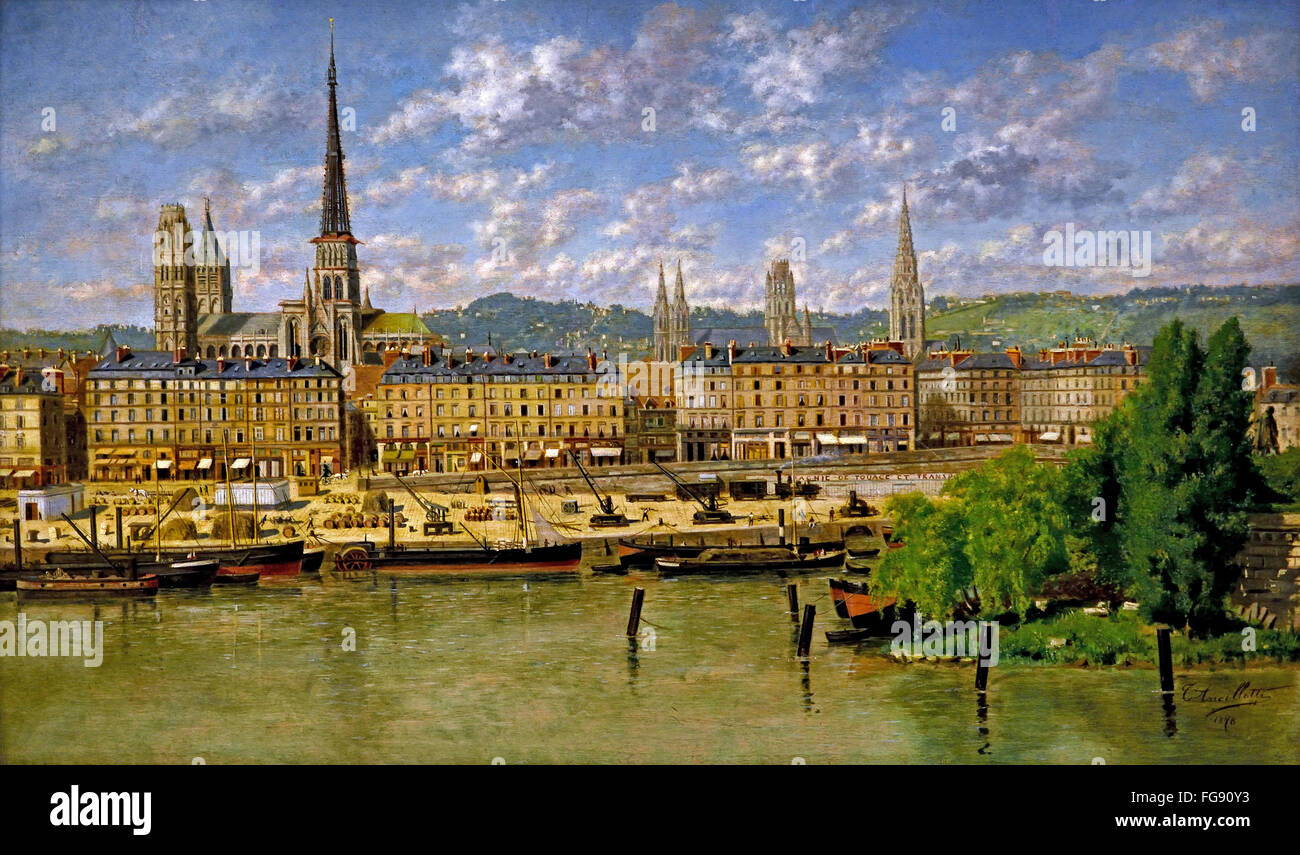 Puerto de Rouen 1878 Torello Ancillotti italiano Italia 1843-1899 Foto de stock