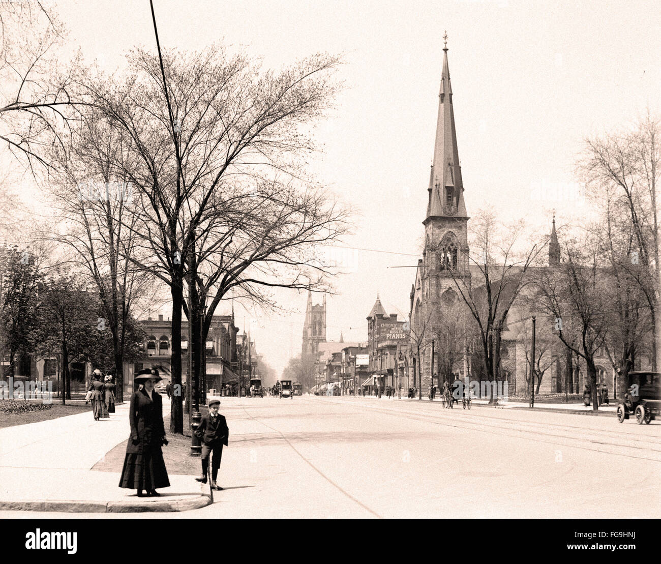 Woodward Avenue en Detroit - 1910 Foto de stock