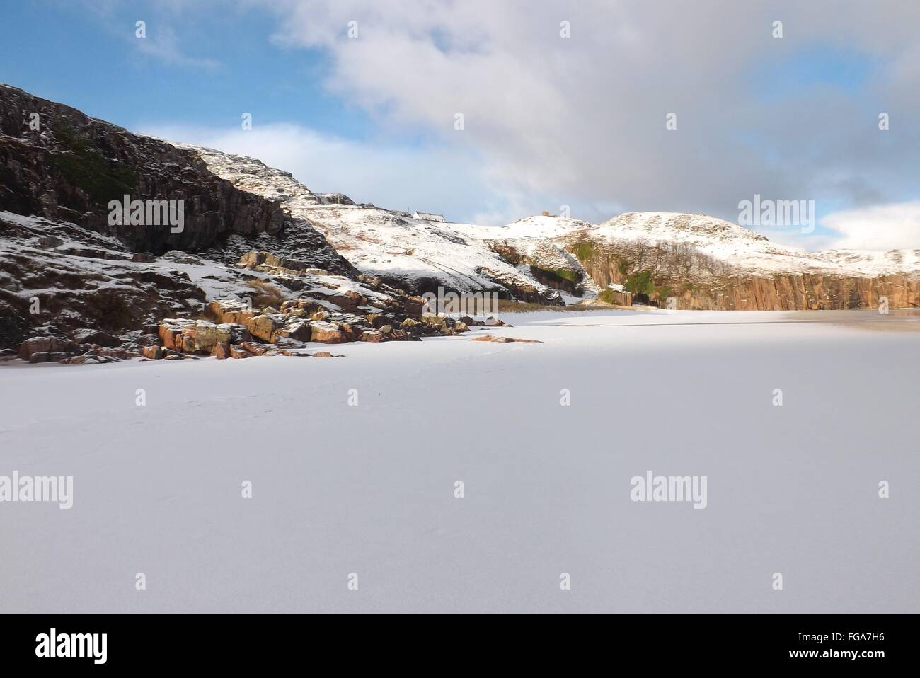 Playa Ceannabeinne, Escocia - Enero de 2015 Foto de stock