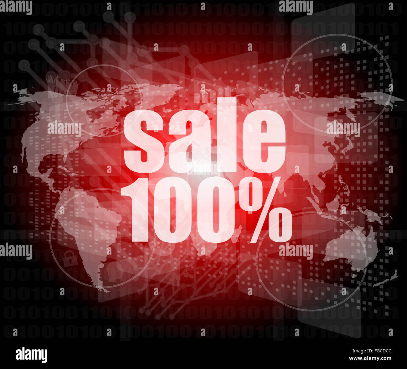 Porcentaje de venta de negocios de pantalla táctil digital Foto de stock