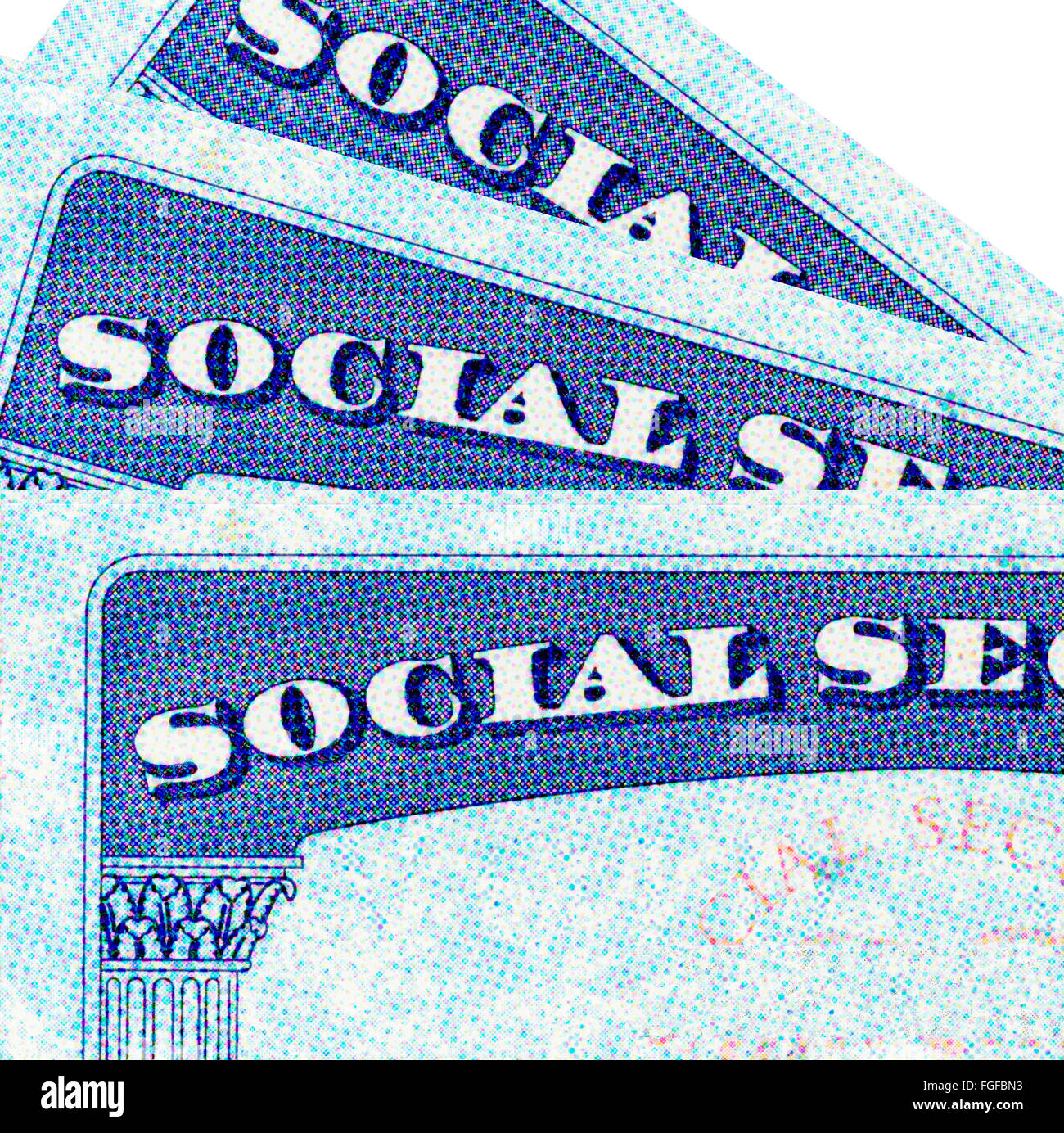 Acercamiento de las tarjetas de la Seguridad Social de los Estados Unidos Foto de stock