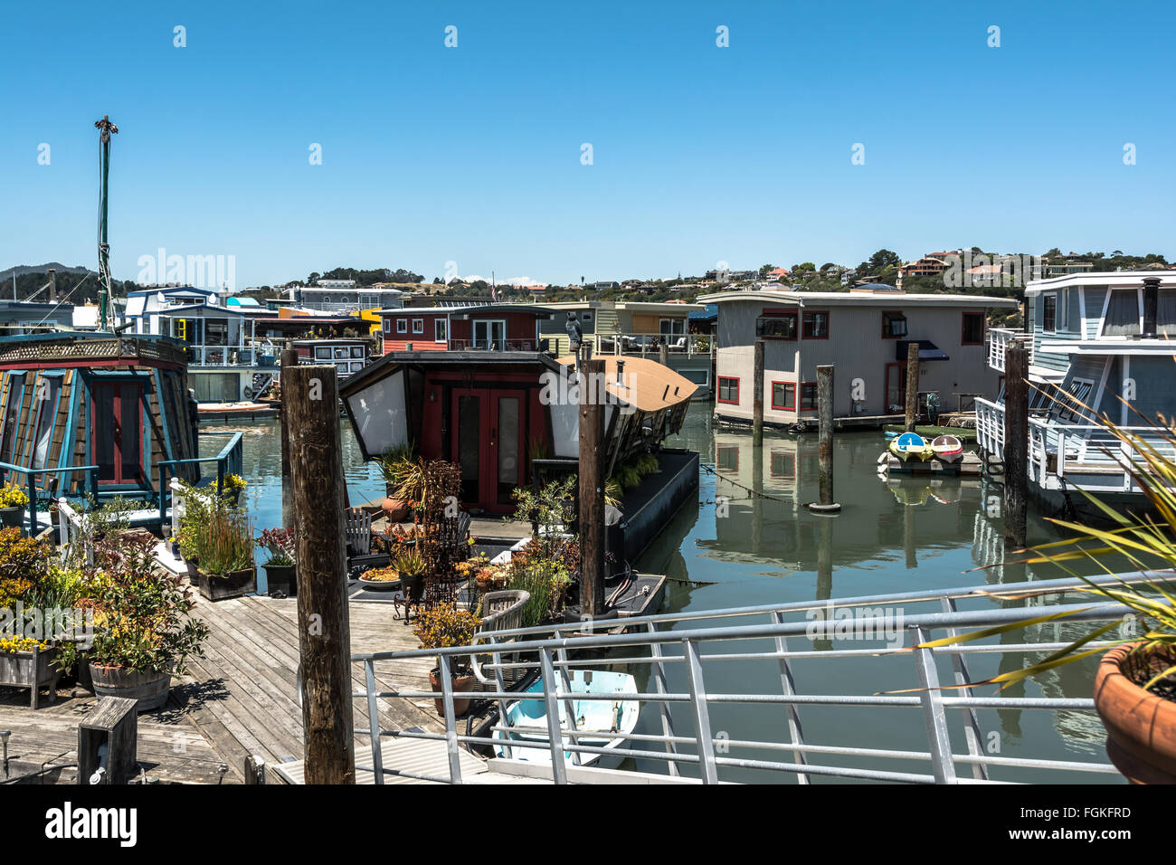 Sausalito, California,Estados Unidos - 8 de junio de 2015 - Casas Flotantes en Sausalito Foto de stock
