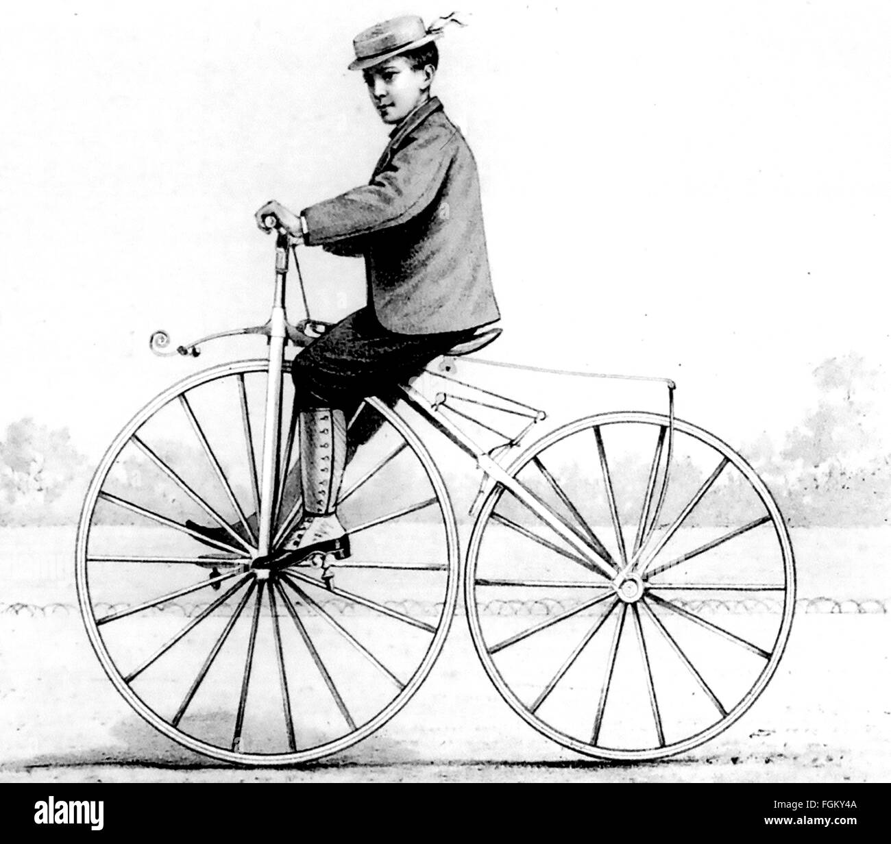 PIERRE MICHAUX (1813-1883) Francés herrero y pionero de la bicicleta. Su  hijo Ernest en un velocipede en 1868 Fotografía de stock - Alamy