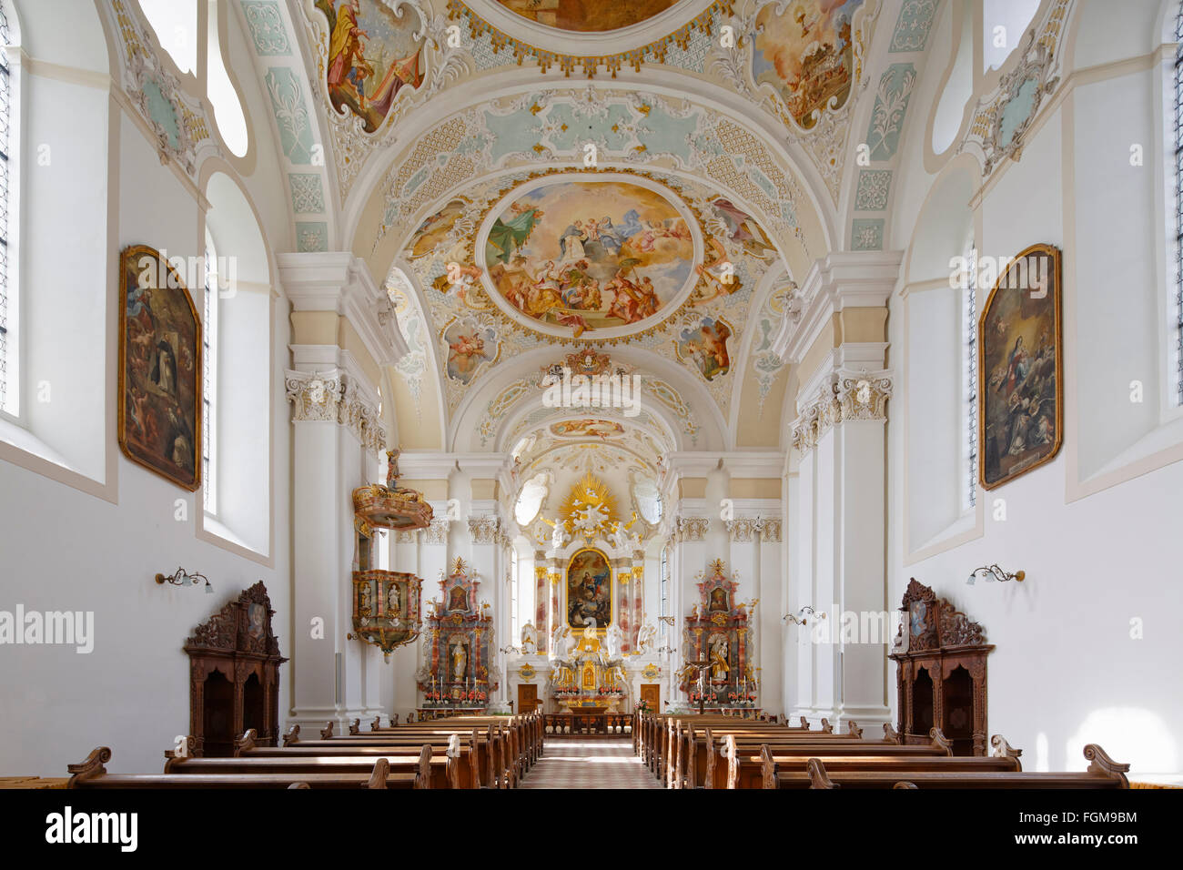 Iglesia del Monasterio de San Marcos, convento Sießen, Bad Saulgau, Suabia superior, suabia, Baden-Württemberg, Alemania Foto de stock