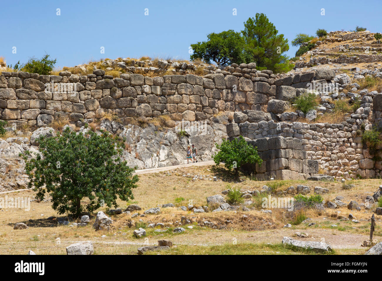 Micenas, Argolis, Peloponeso, Grecia. Las murallas ciclópeas de la ciudad de Ciudadela. Foto de stock