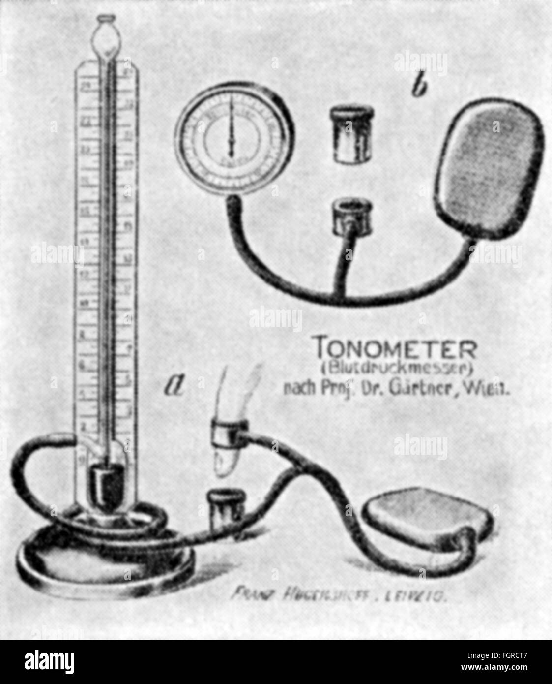 Medicina, irradiación / rayos X / medición, medidor de presión arterial  para el dedo pequeño desarrollado por Gustav Gaertner (1855 - 1937), 1899,  dibujo, 1966, siglo 19, siglo 20, 1960, 60, gráfico,