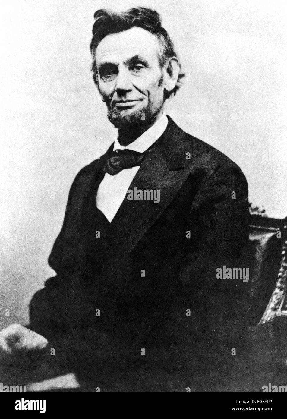 Retrato fotográfico del Presidente de los Estados Unidos Abraham Lincoln en 1865. Foto de stock