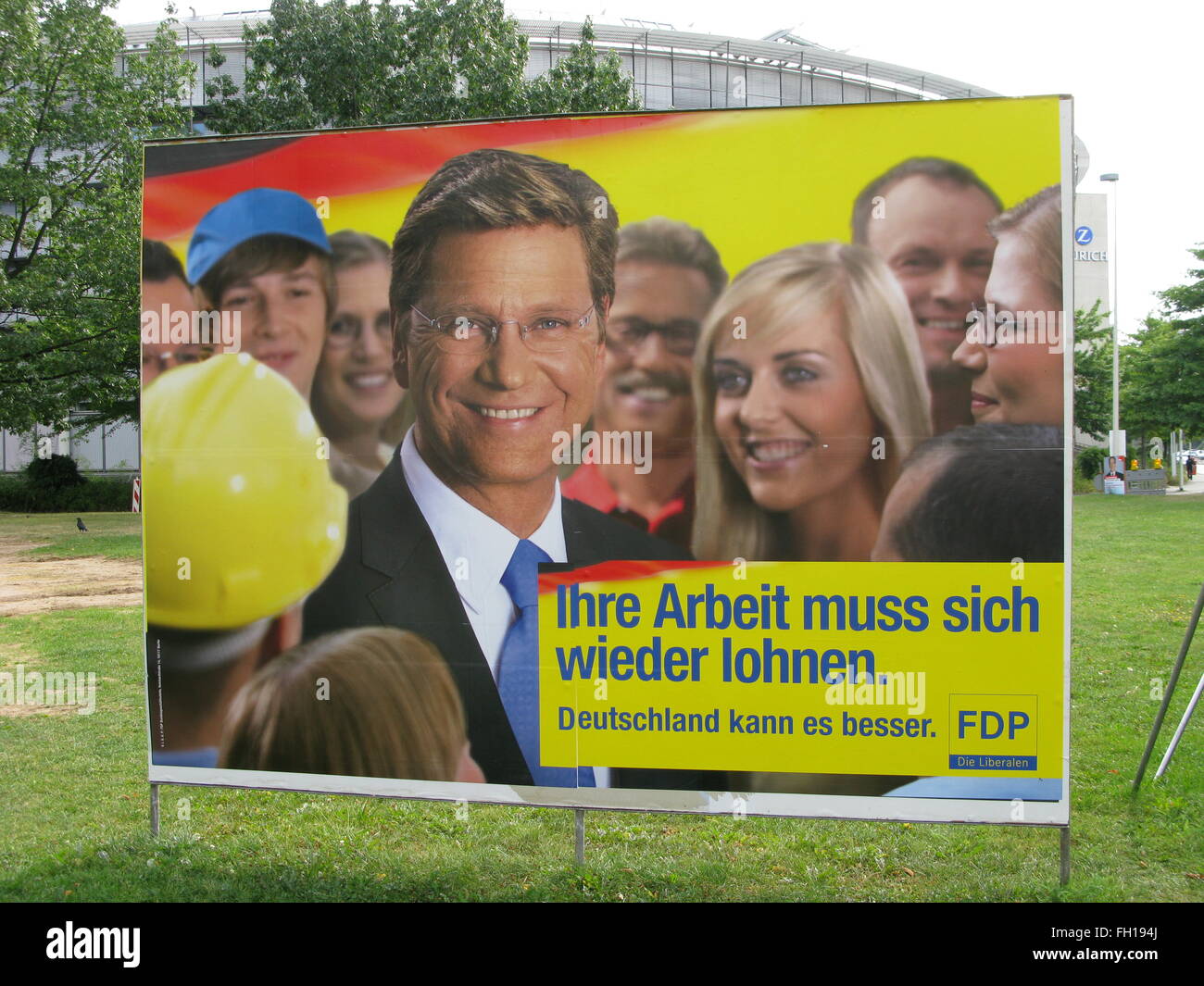 Cartel electoral con Guido Westerwelle, FDP Foto de stock