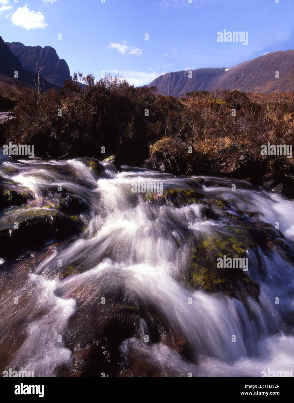 Cascadas de Applecross inferior, N/W Highlands Foto de stock