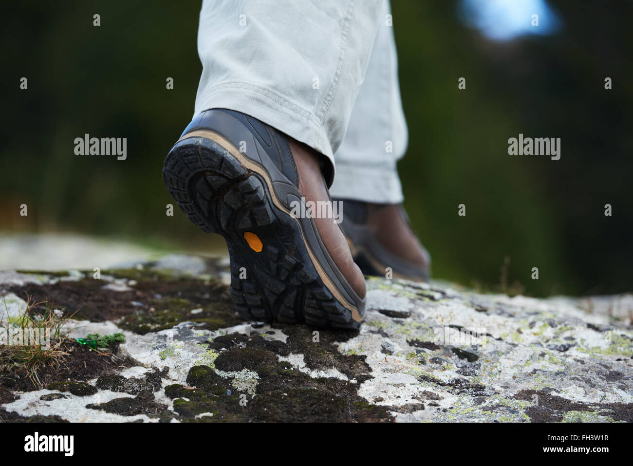 Primer Plano De Botas De Montaña Con Crampones Y Polainas De Nieve Con  Piceas Nevadas En El Fondo. Alto Montañero Golpeando Botas En Nieve Dura  Ascendiendo ARRIBA En La Cumbre. Fotos, retratos