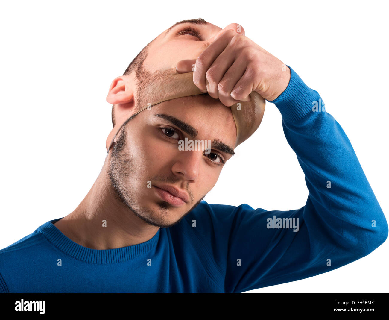 Adolescente con máscara para adultos Foto de stock