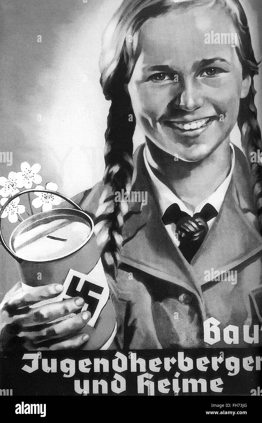 Jugendherberger und heime - Alemán - carteles de propaganda de la Alemania nazi de la Segunda Guerra Mundial Foto de stock