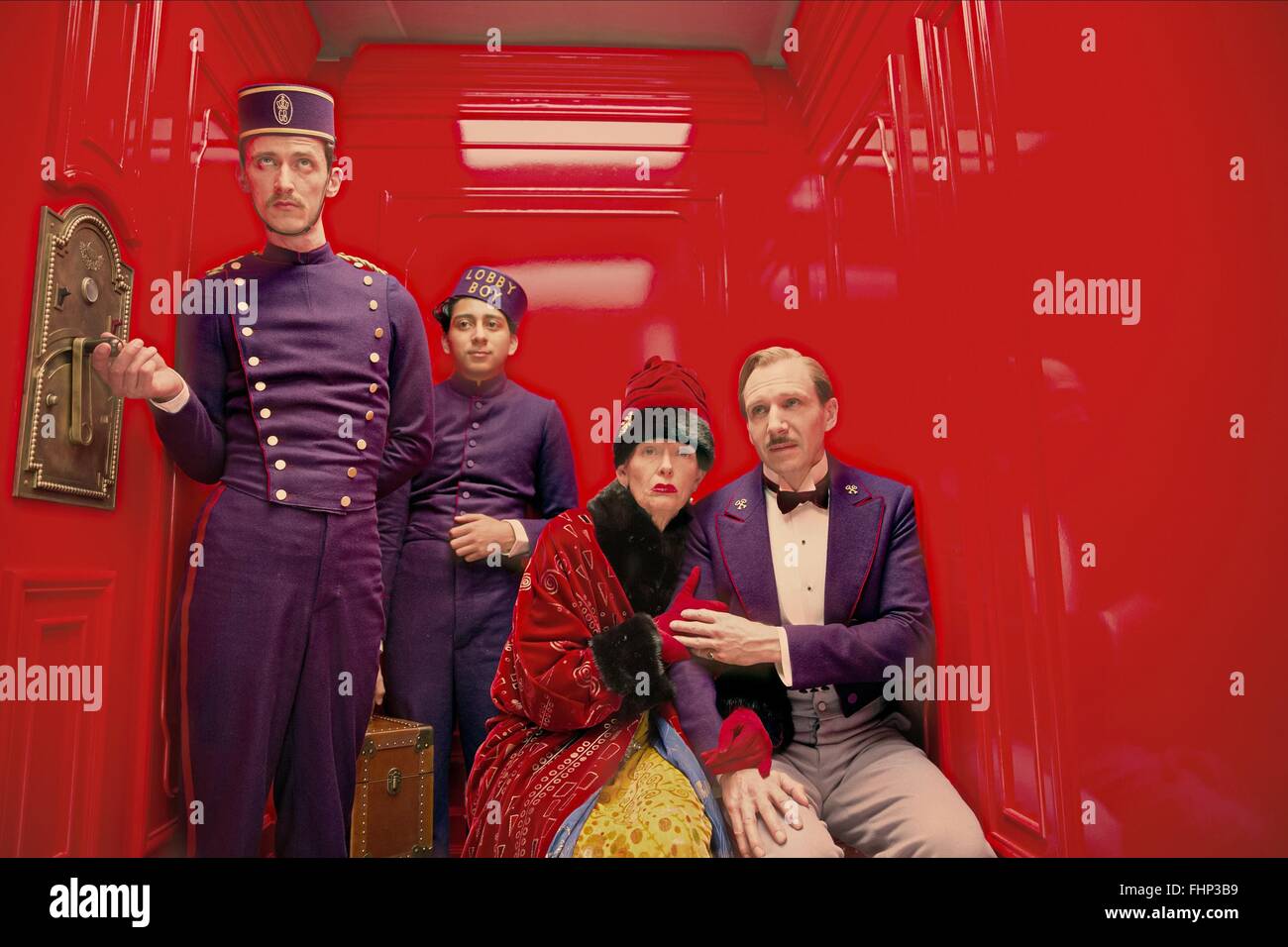 Pablo, TONY REVOLORI SCHLASE, Tilda Swinton, Ralph Fiennes, el Grand Hotel Budapest, 2014 Foto de stock