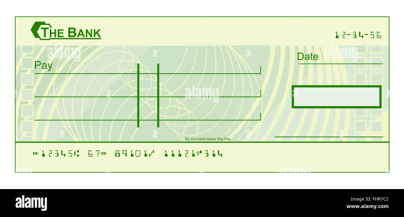 Un cheque en blanco plantilla Comprobación de ilustración Foto de stock