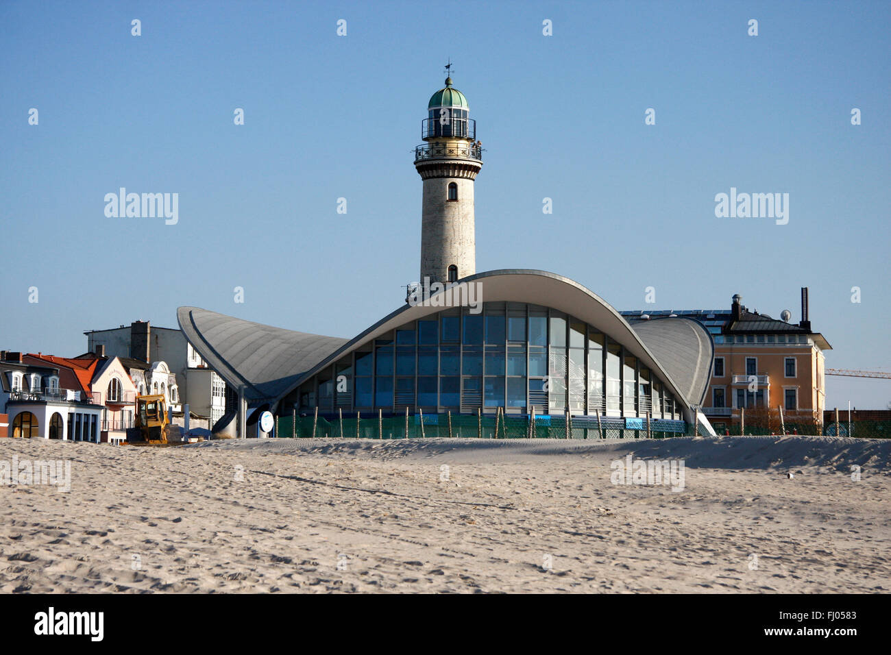 Leuchtturm, Rostock-Warnemuende. Foto de stock