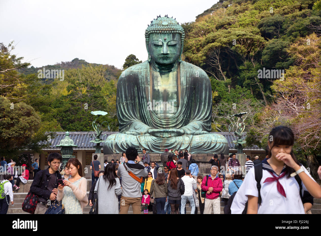 Daibutsu Kōtoku-en el Gran Buda de Kamakura en Japón Foto de stock