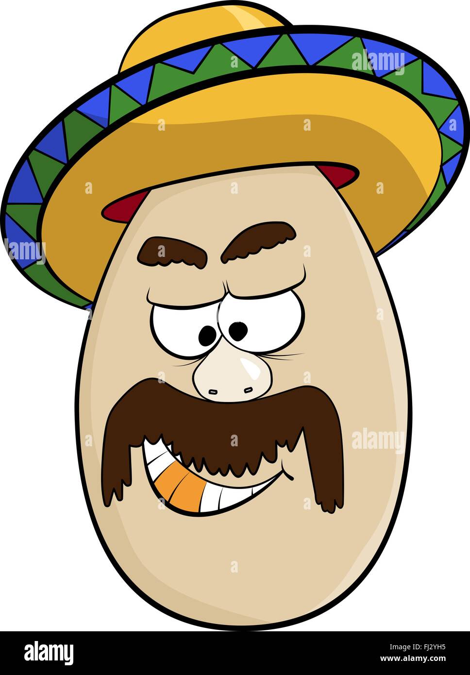 Divertida caricatura mexicana cara huevo personaje ilustración vectorial Ilustración del Vector