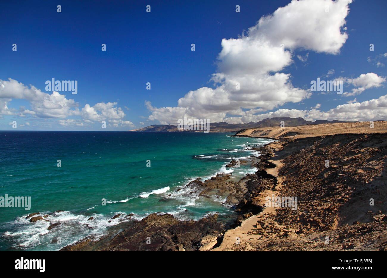 Istmo del Istmo de la pared, la costa occidental, las Islas Canarias, Fuerteventura. Foto de stock