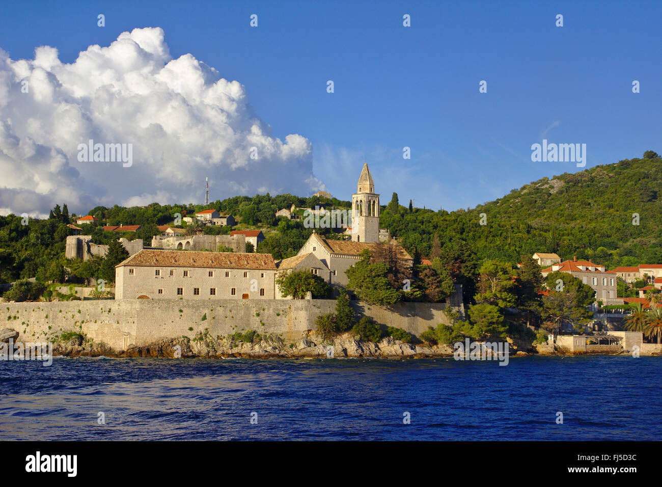 Monasterio franciscano de Lopud, Croacia, Elaphiten, Dubrovnik Foto de stock