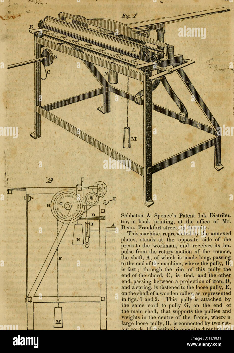Revista de mecánica y registro de inventos y mejoras (1833) Foto de stock