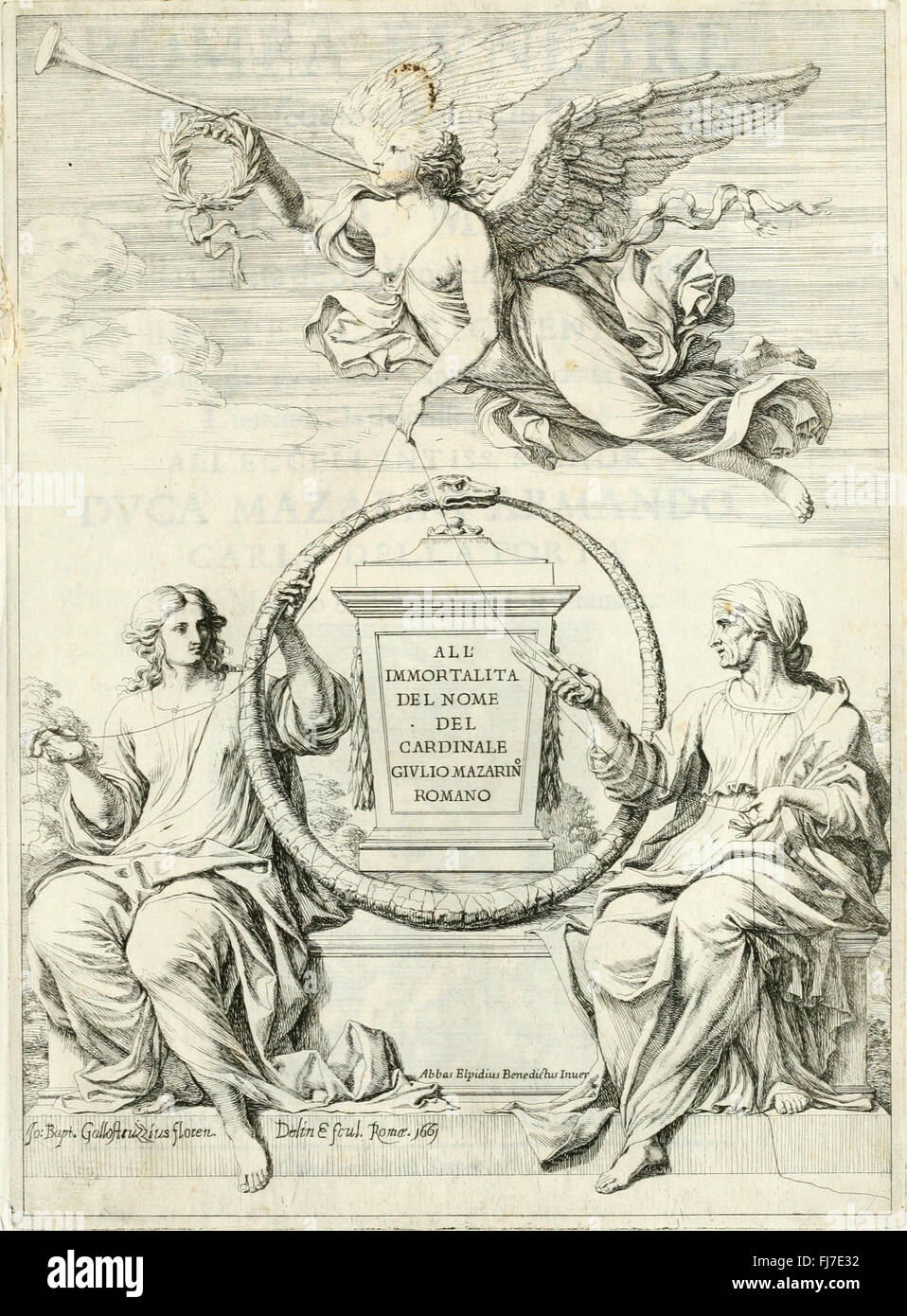 Pompa funebre nell'esequie celebrar en Roma al cardenal Mazarini nella Chiesa de SS. Vincenzo y Anastasio (1661) Foto de stock