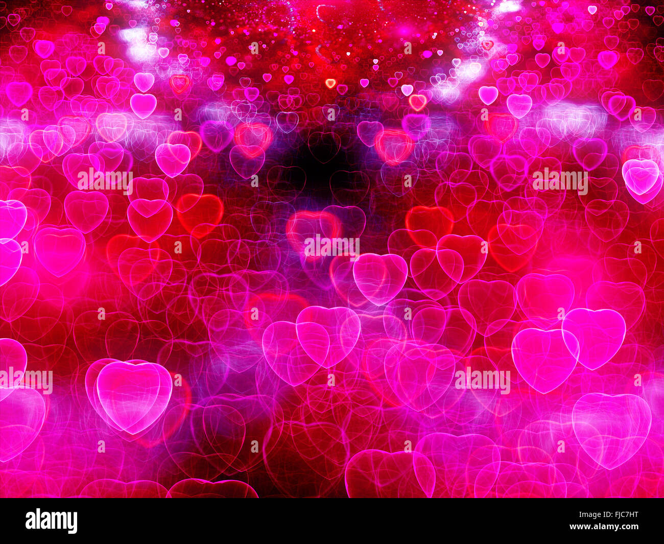 Valentine corazones color rosa de fondo abstracto con bokeh. St.Valentine's Day Wallpaper. Corazón telón de vacaciones Foto de stock