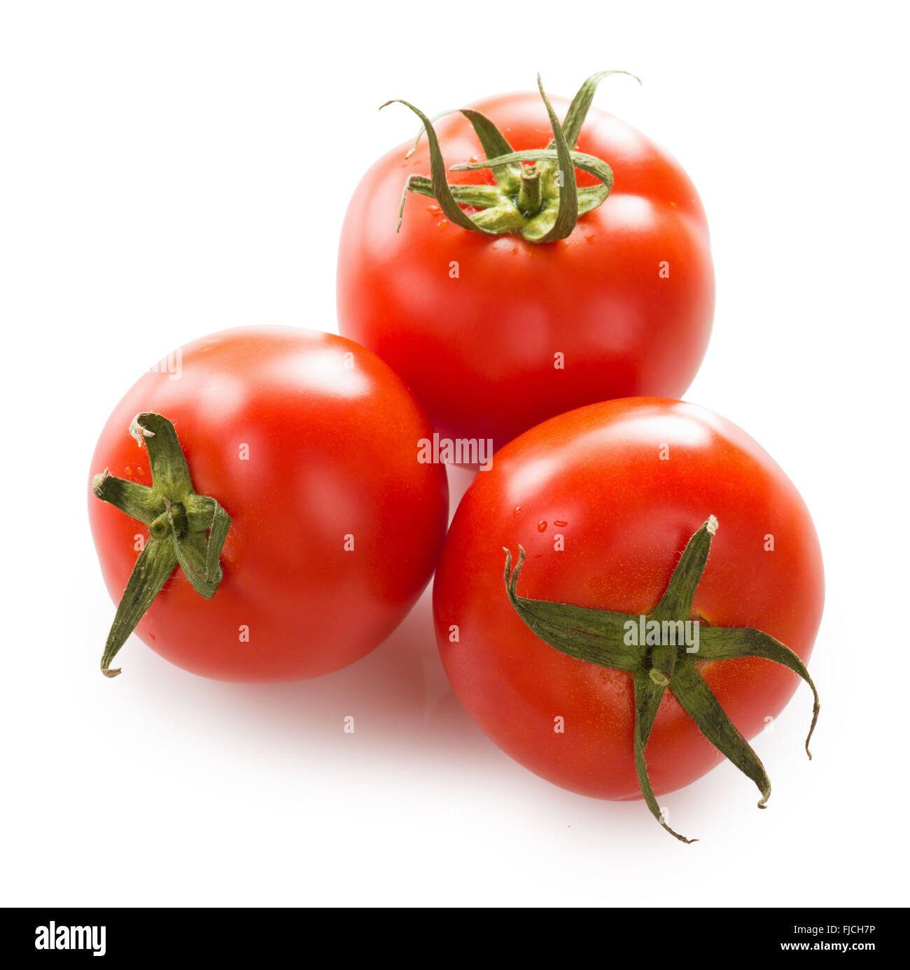 Los tomates aislado en el fondo blanco. Foto de stock