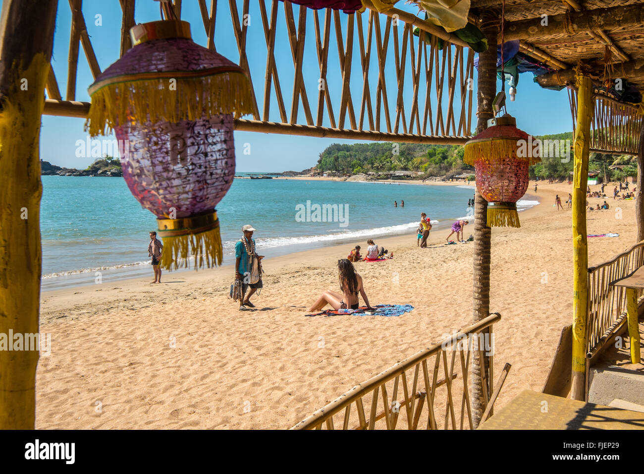 Beach bar / restaurante Om Beach, Gokarna, India Foto de stock