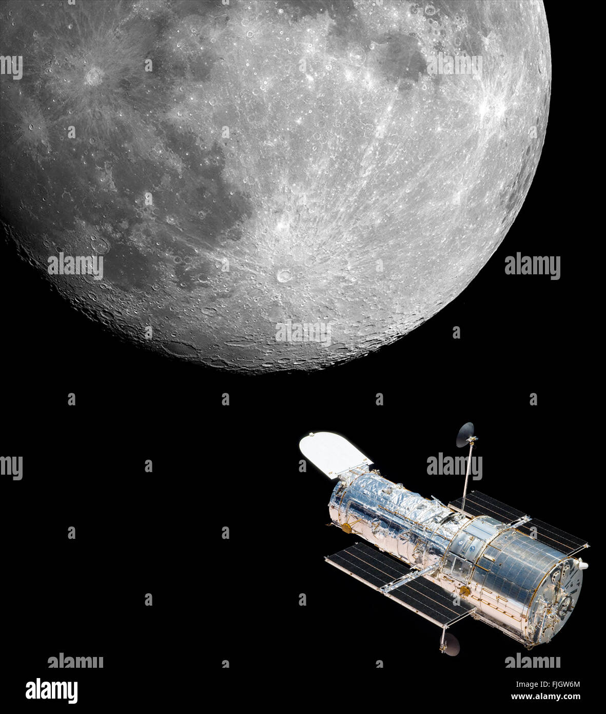 Imagen de la NASA del telescopio espacial Hubble luna Foto de stock