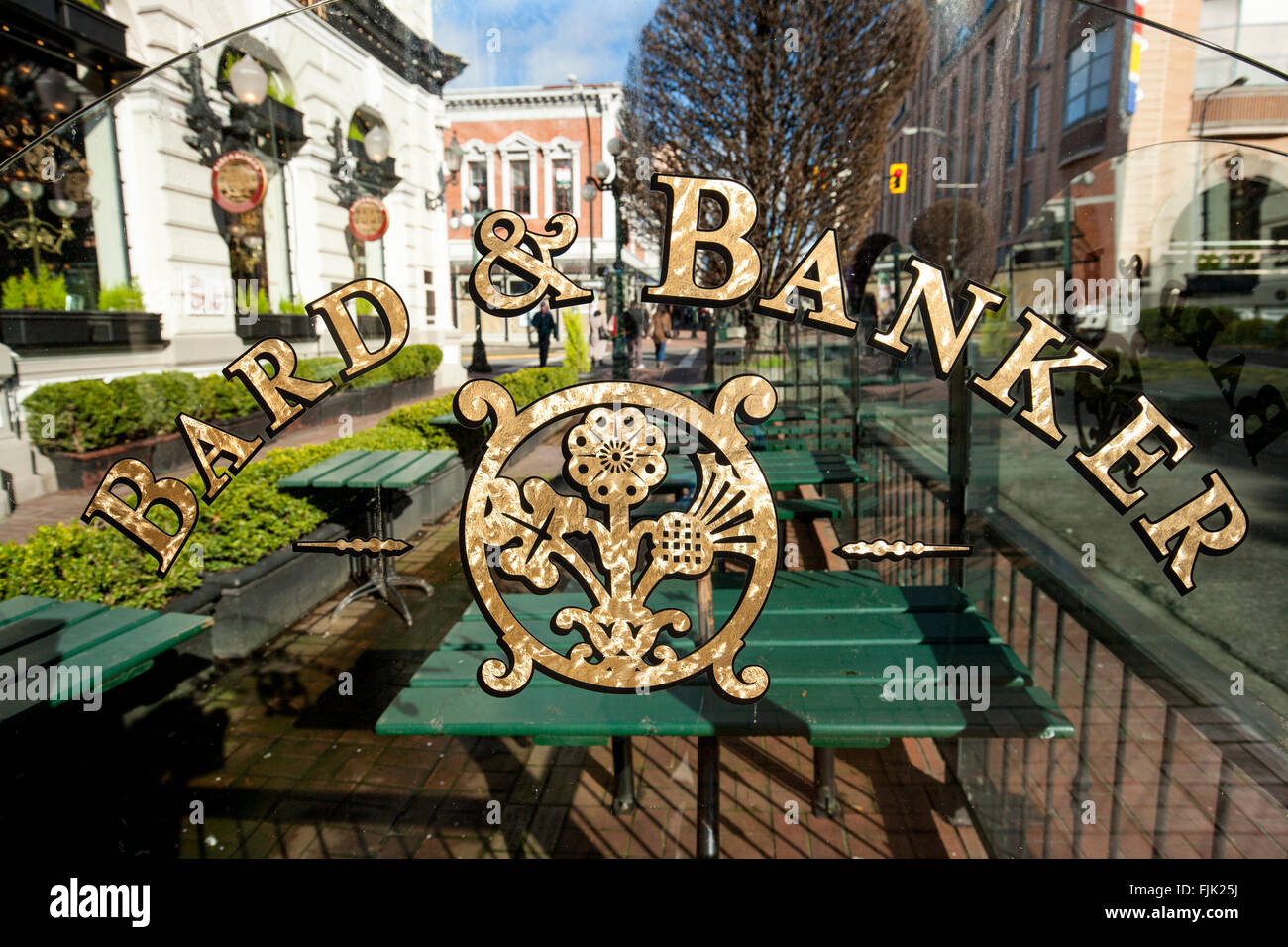 Bard & Banker Sign - Victoria, la isla de Vancouver, British Columbia, Canadá Foto de stock