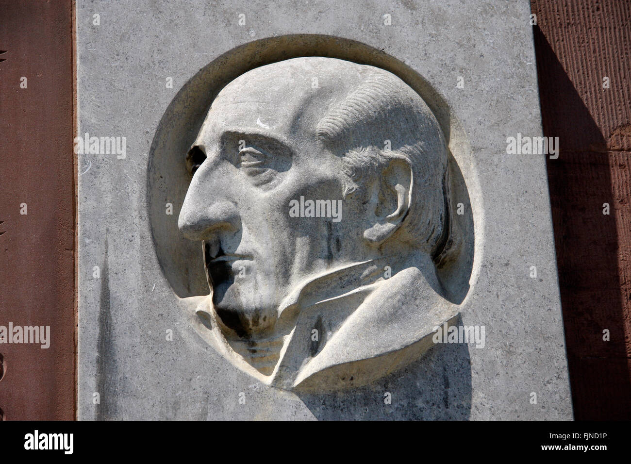 Profil von Freiherr von Stein an der Paulskirche, Frankfurt am Main. Foto de stock