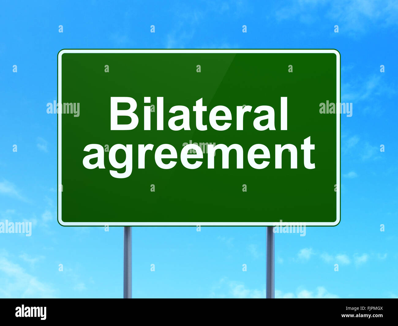 Concepto de seguros: acuerdo bilateral sobre el cartel antecedentes Foto de stock