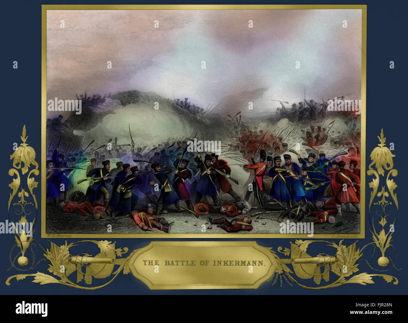 La batalla de Inkerman fue combatido durante la Guerra de Crimea, el 5 de noviembre de 1854, entre los ejércitos aliados de Francia y Gran Bretaña contra el Ejército Imperial Ruso. Grabado por G. Greatbach. Foto de stock