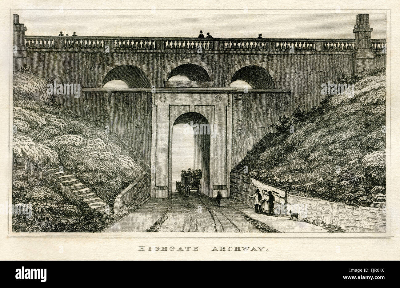 Arco de Highgate, Londres. A partir de 1835 imprimir. Foto de stock