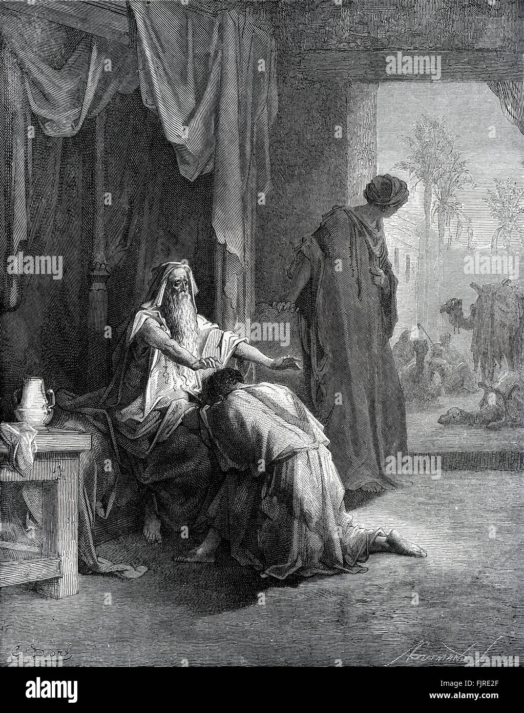 Jacob recibe la bendición de Isaac en lugar de su hermano Esaú (Génesis