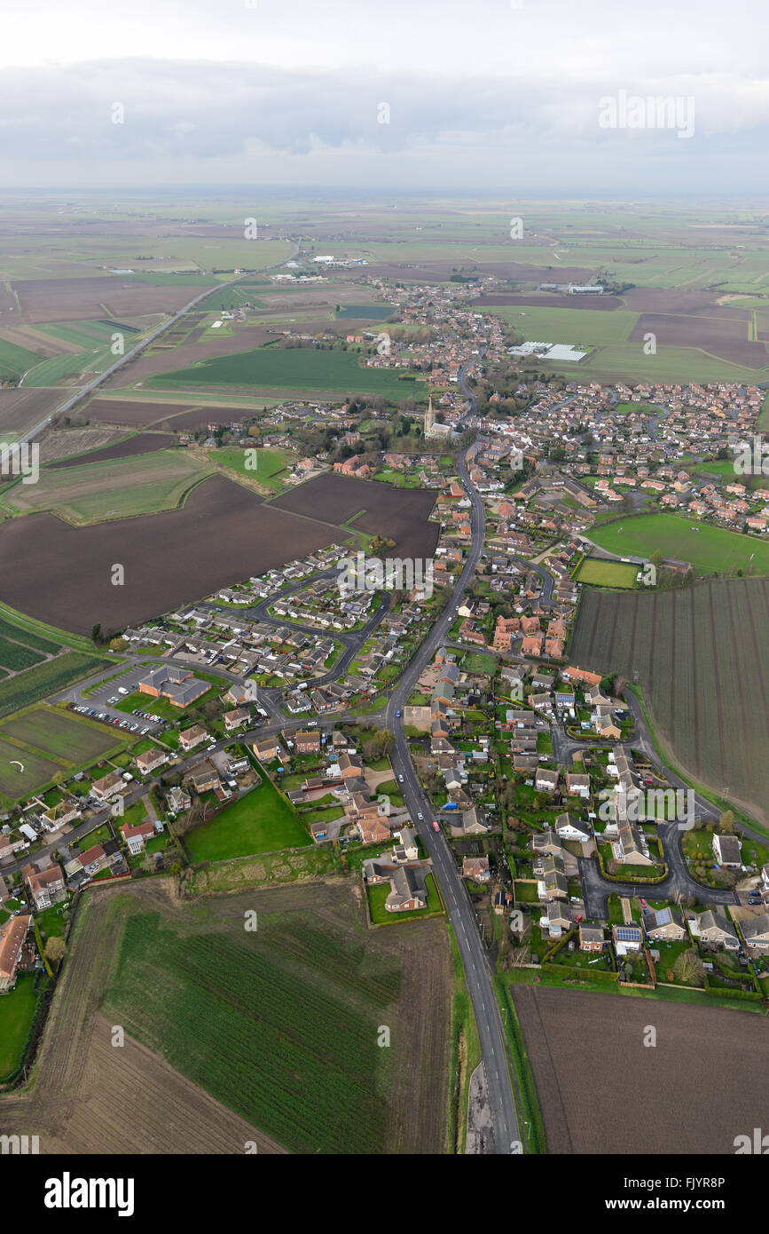 Una vista aérea de la aldea de Lincolnshire Swineshead Foto de stock