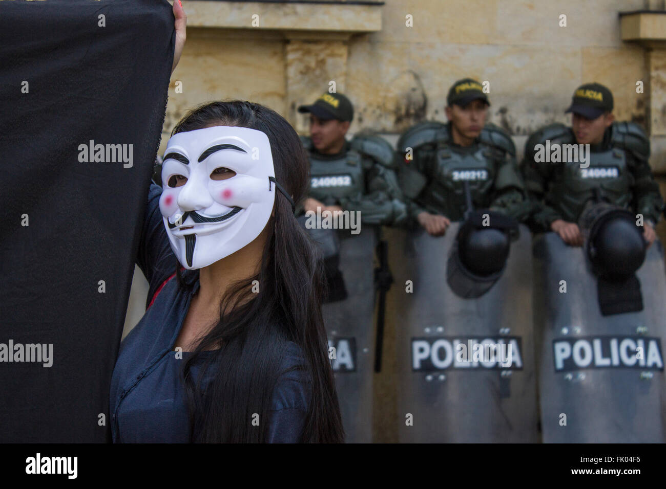 En protesta contra el actual gobierno de Bogotá Foto de stock