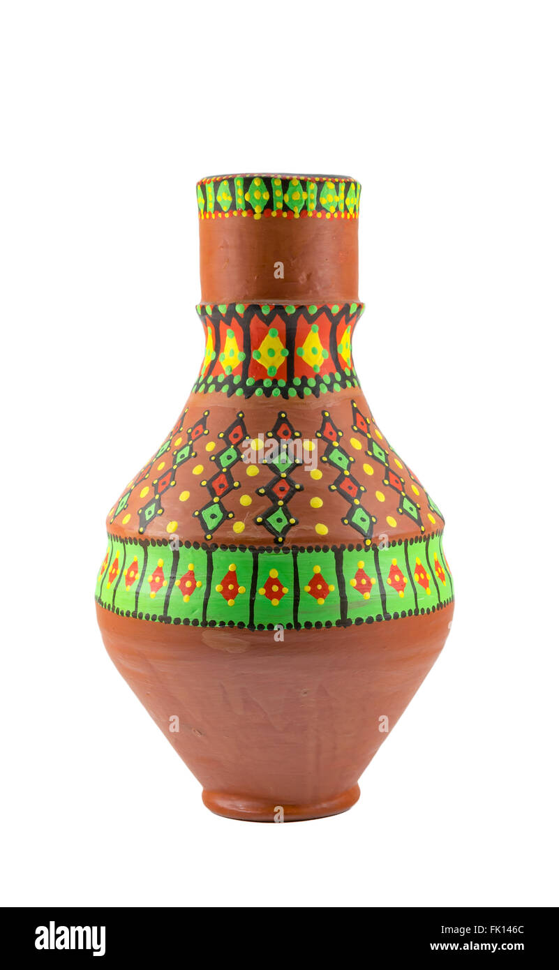 Un egipcio decorado colorida Cerámica vasija hecha de arcilla, una de las  más antiguas costumbres de los antiguos egipcios Fotografía de stock - Alamy