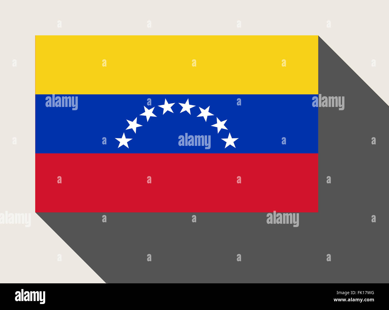 Bandera de Venezuela en el plano del estilo de diseño web. Foto de stock