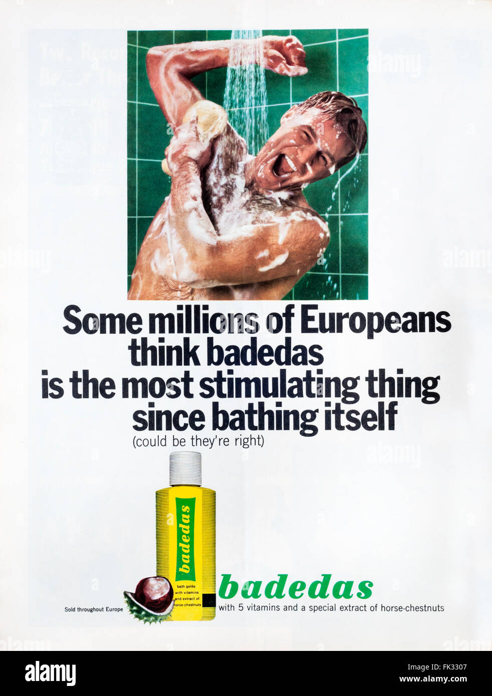 1960 Revista Publicidad publicidad Badedas gel de ducha. Foto de stock