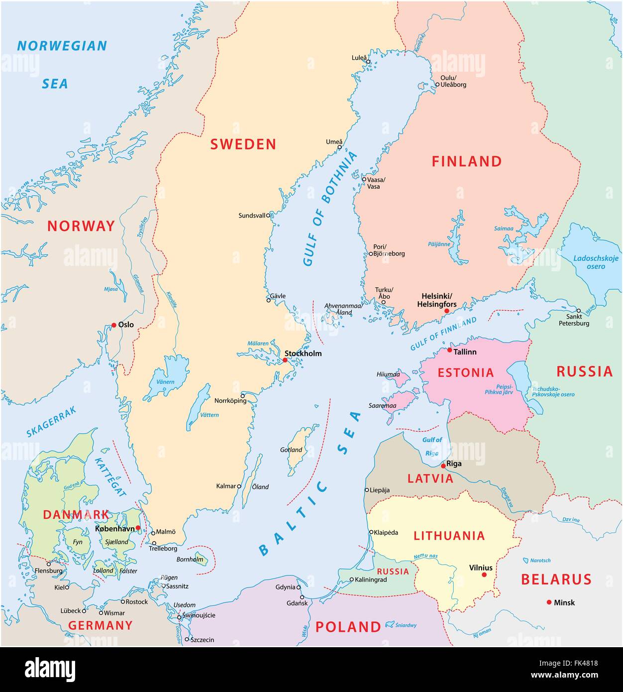 Mapa Detalhado Político De Escandinávia E Dos Países Báltico Ilustra??o Do  Vetor Ilustração do Vetor - Ilustração de detalhado, finlândia: 153084241