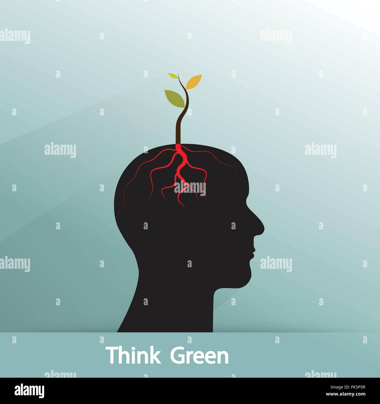Creo concepto verde. Árbol de green idea disparar crecen en símbolo humano. negocio industrial verde y la idea. Ilustración vectorial Ilustración del Vector