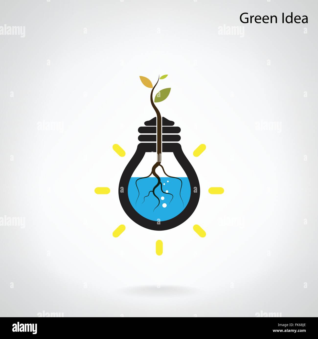 Iniciativa verde y concepto. Árbol de green idea disparar crecen en una bombilla . Ilustración vectorial Ilustración del Vector