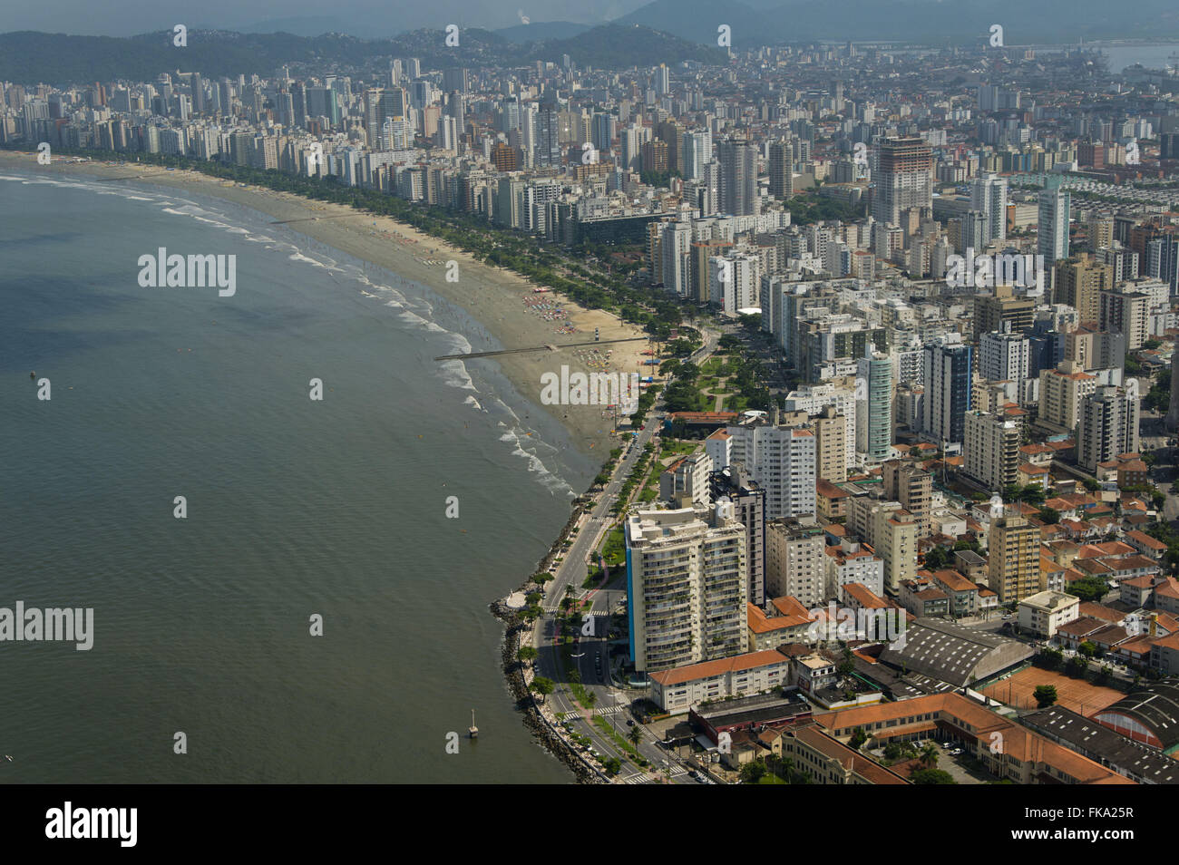 Vista aérea de la ciudad costera de Santos Foto de stock
