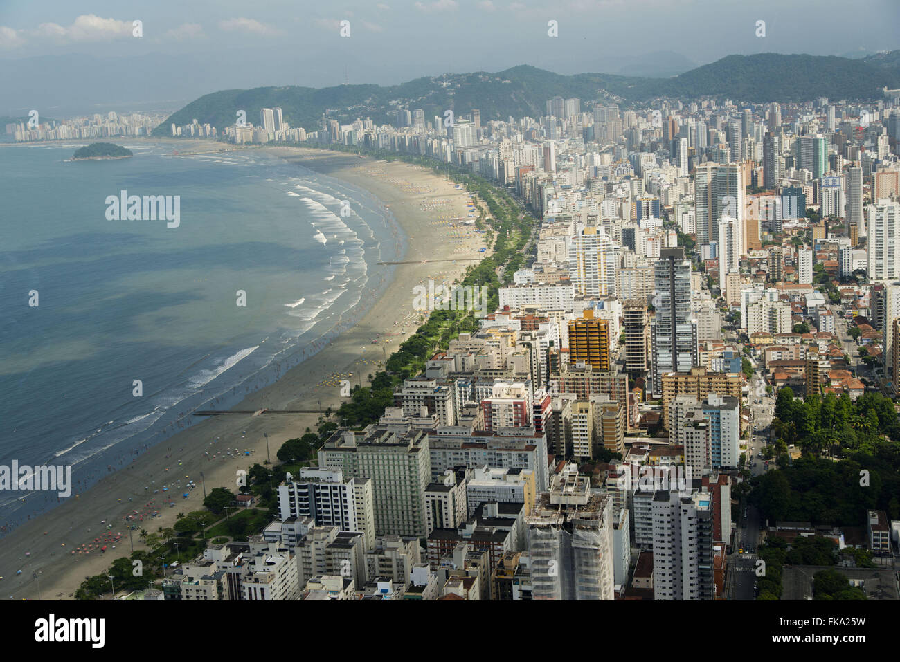 Vista aérea de la ciudad costera de Santos Foto de stock