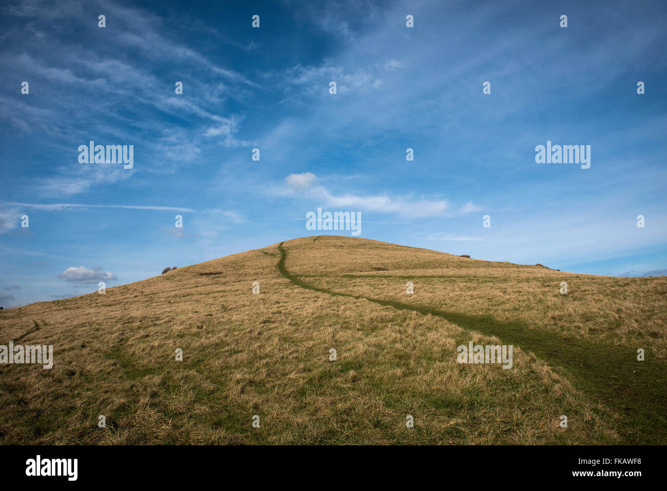 Este hombre colina cerca de la aldea de Worth Matravers Winspit y cantera en la Isla de Purbeck, Dorset, Reino Unido Foto de stock