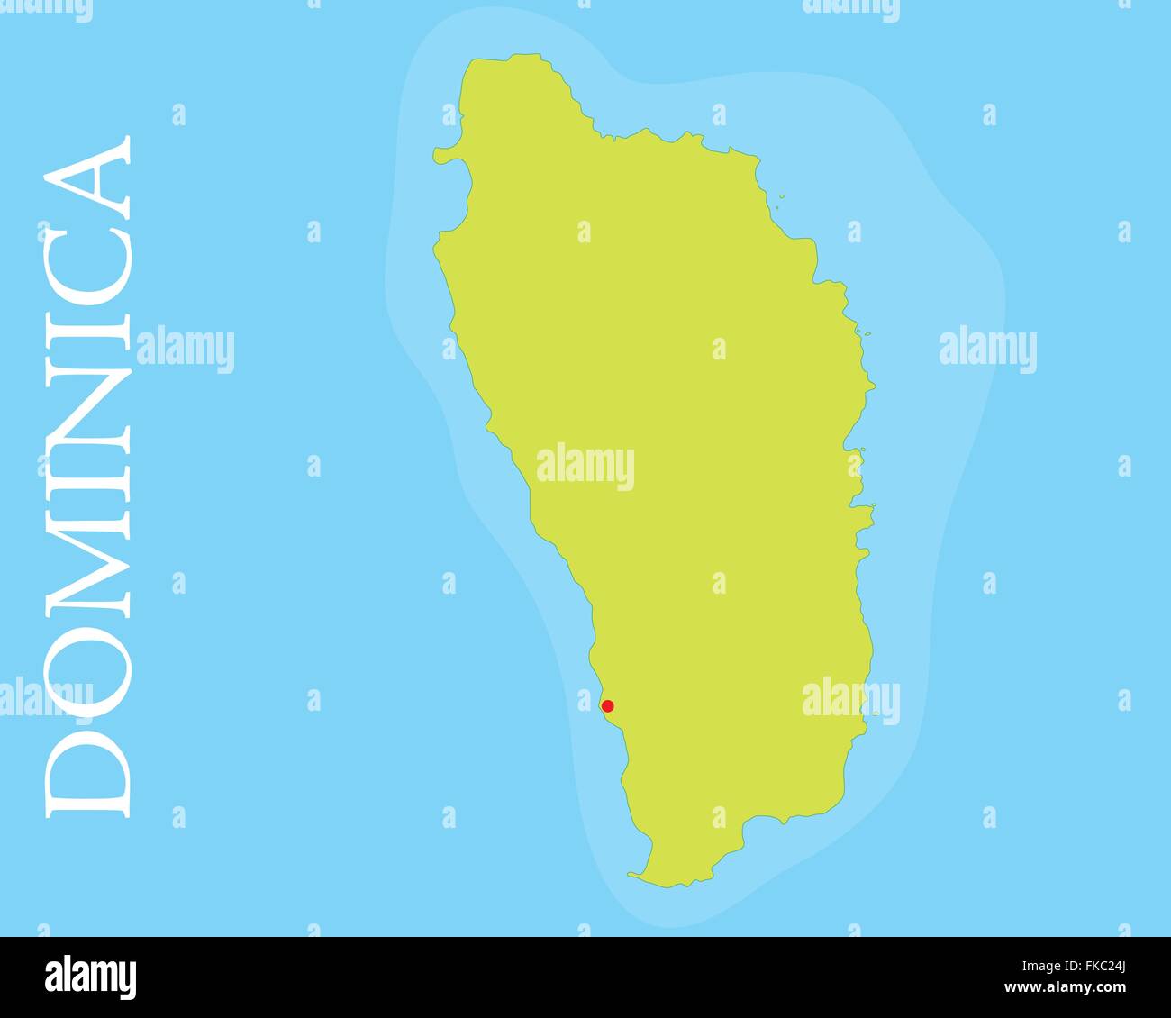 Mapa de la isla de Dominica, El Mar Caribe. Ilustración del Vector