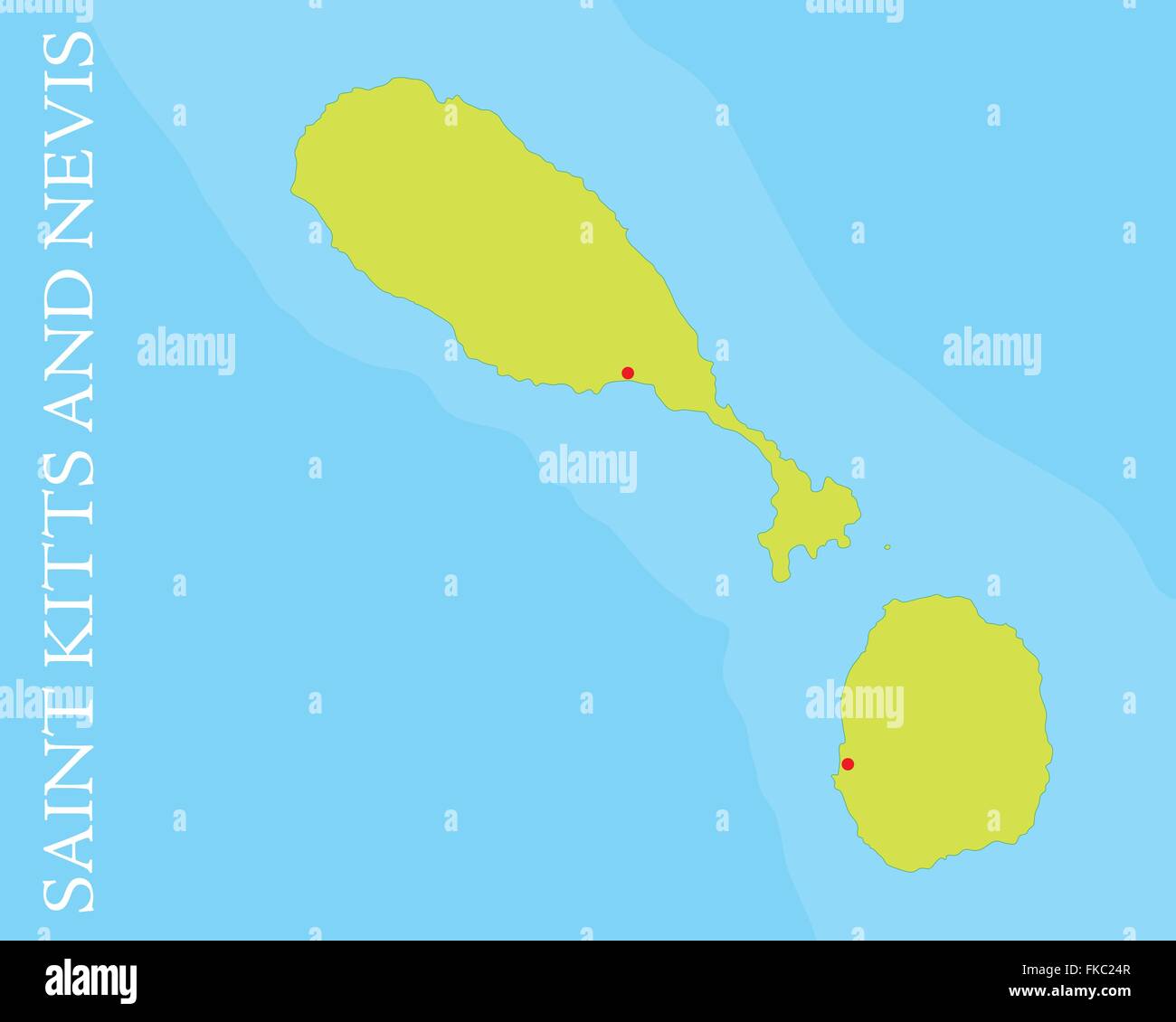 Mapa de Saint Kitts y Nevis, Islas del Mar Caribe. Ilustración del Vector