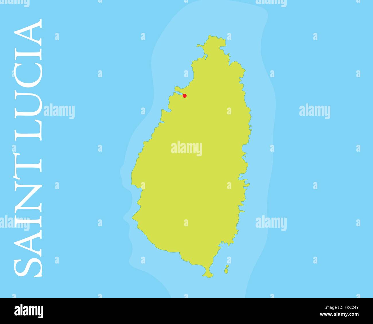 Mapa de Santa Lucía, el Mar Caribe. Ilustración del Vector